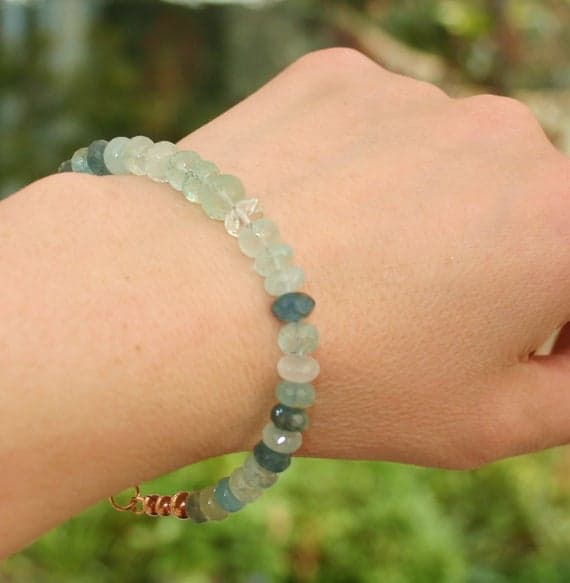 MOSS AQUAMARINE BRACELET With Rose Gold 8-9mm Code- WAR6009