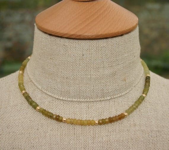 GROSSULAR GARNET NECKLACE....Semiprecious Choker For Men...Semiprecious Necklace For Men 5 TO 5.5 MM Code- WAR6030