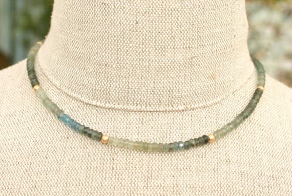 AQUAMARINE NECKLACE For MEN 4.5 MM AND 2.5 MM Code- WAR6029