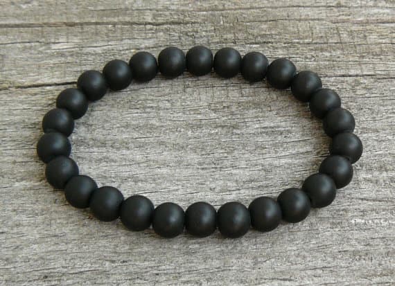 Mens Black Bracelet, Mens Black Onyx Jewelry, Men's Jewelry, Gemstone Bracelet, Black Bracelet, Stretch Beaded Bracelet, men bracelet 8mm  Code- WAR9161