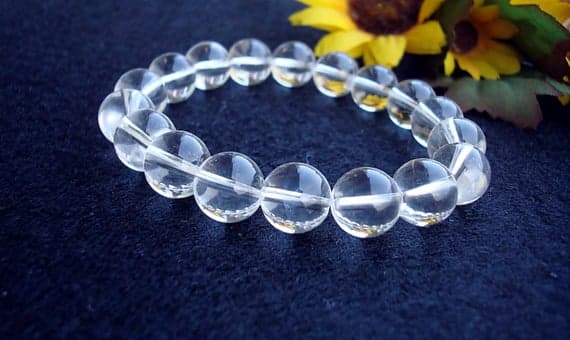 memorial gift 10mm Clear Clear Quartz Stretchable Bracelet Round, Smooth 18cm for mens, womens, gf, bf and adults.