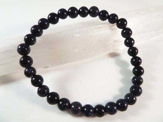 Super sale 6mm Stretchable Blue Blue Gold stone Bracelet Round, Smooth 7" for mens, womens, gf, bf & Adult.