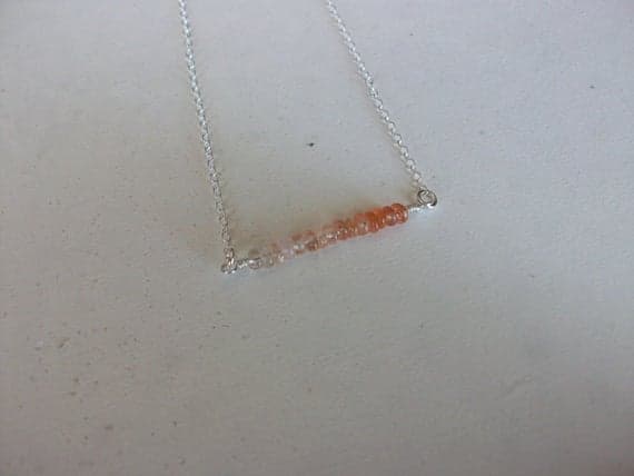 Sunstone Necklace/Sunstone Beaded Bar/Unique Beaded Sunstone Necklace/Gemstone Bar/Ombre Sunstone Necklace/Different Sunstone Necklace 3-4mm Code- WAR9086