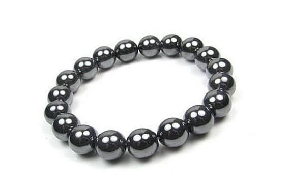Unique Wedding Gift 10mm Silver Hematite Stretchable Bracelet Round, Smooth 18cm for mens, womens, gf, bf and adults.