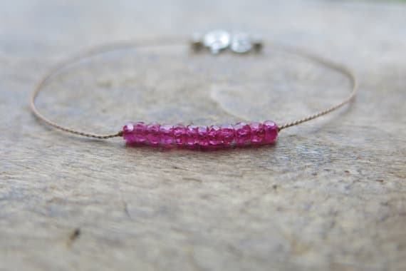 925 sterling Silver Bridesmaid Jewelry 2-3mm stacking Red Red spinel Bracelet Rondelle, Faceted 7" for mens, womens, gf, bf & Adult.