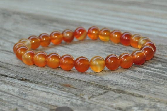 love beach youth 8mm Stretchable orange Carnelian Bracelet Round, Smooth 7" for mens, womens, GF, BF, Adults.