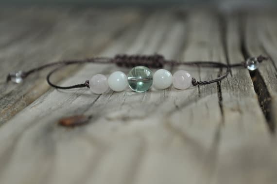 Empath Protection 8mm adjustable Multi Fluorite & Moostone & Rose Quartz Bracelet Round, Smooth 7" for mens, womens, GF, BF, Adults.