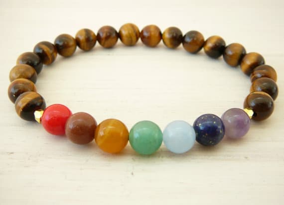 Mala bracelet, Chakra bracelet, 7 chakra Bracelet, Tiger Eye bracelet, Yoga bracelet, tibetan mala, Meditation Bracelet, Gemstone bracelet 8mm  Code- WAR9159