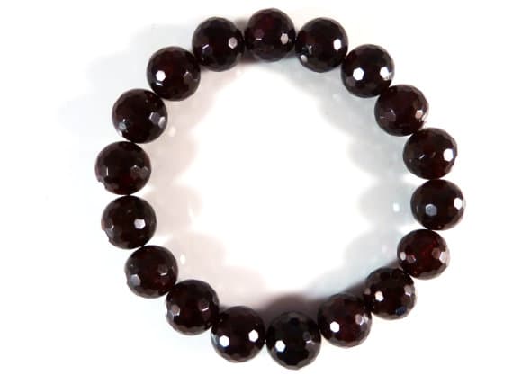 Anxiety Gemstone 10mm Stretchable Red Red Garnet  Bracelet Round, Faceted 7.5" for mens, womens, gf, bf & Adult.