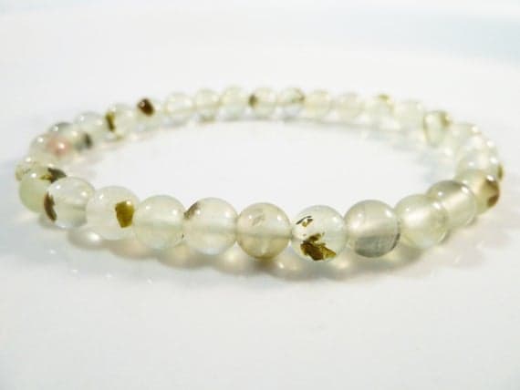 Anxiety Relief Calming 6mm Stretchable Green Prehnite Epidote Bracelet Round, Smooth 7" for mens, womens, gf, bf & Adult.