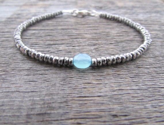 AAA++ Rare Quality Chalcedony Bracelet, Gemstone Bracelet, Bead Stack Bracelet, Boho Bead Bracelet, Chalcedony Jewelry, Women's Bracelet, Gifts For Women 3-5mm 7" Strand. Code- TJH378