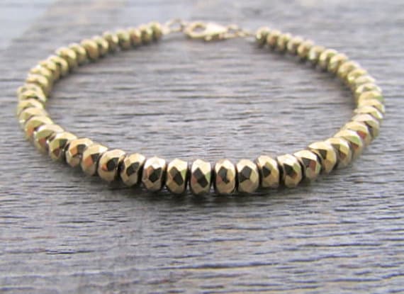 AAA++ Rare Quality Gold  Hematite Bracelet, Gold  Bead Bracelet, Gold  Bracelet, Gold  Jewelry, Chakra Bracelet, Stack Bracelet, Boho Bracelet, Layer Bracelet 4.5mm 7.25 inches Code- TJH442