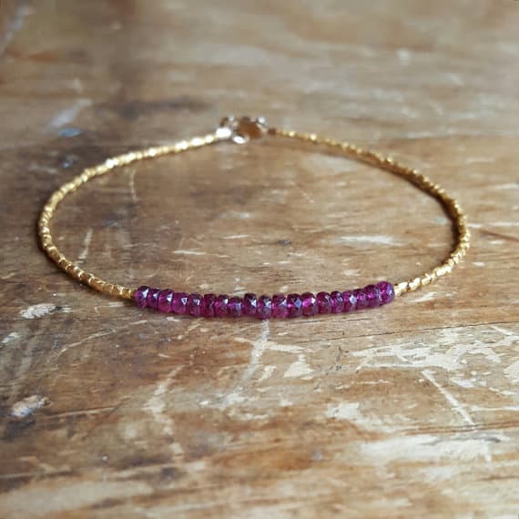 24k gold Blush Jewelry 2.5MM Pink Pink Tourmaline stacking Bracelet Rondelle, Faceted 18cm for mens, womens, gf, bf and adults.