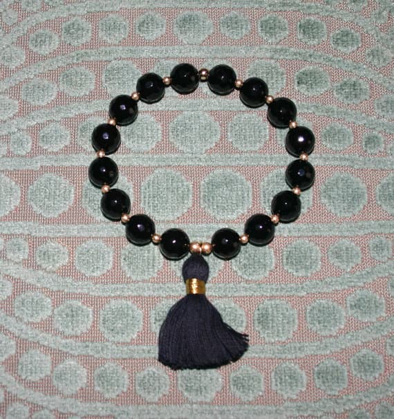 BLACK ONYX TASSEL Bracelet...Yoga 3-12MM Code- WAR6018