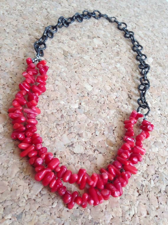 AAA++ Rare Quality Red Coral Necklace/ Coral Necklace/ Multi strand necklace/ Coral Jewelry/Bamboo Coral Necklace/Red coral Necklace 18.5" Strand. Code- TJH264