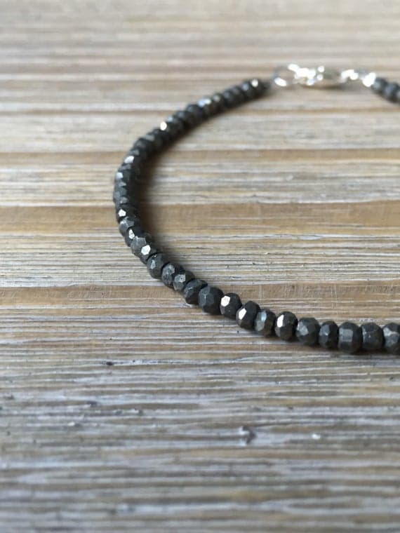 AAA++ Rare Quality Pyrite Bracelet, Beaded Fool's Gold  Gemstone Bracelet 3-3.5 mm Code- TJH41