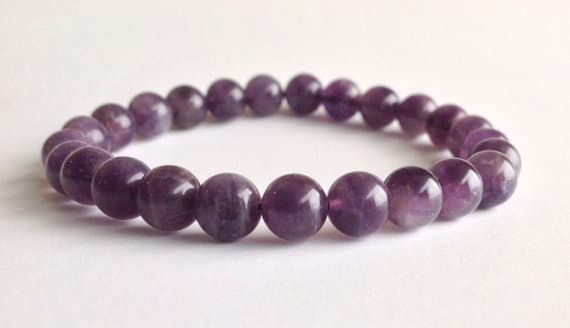 top quality 8mm Stretchable Purple Amethyst Bracelet Round, Smooth 7" for mens, womens.