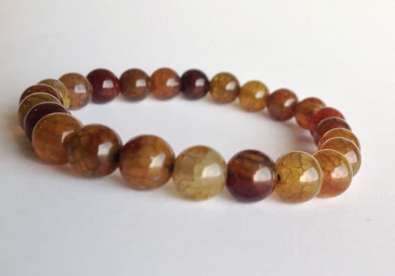 Super sale 8mm Stretchable Multi Dragon Scale Agate Bracelet Round, Smooth 7" for mens, womens.