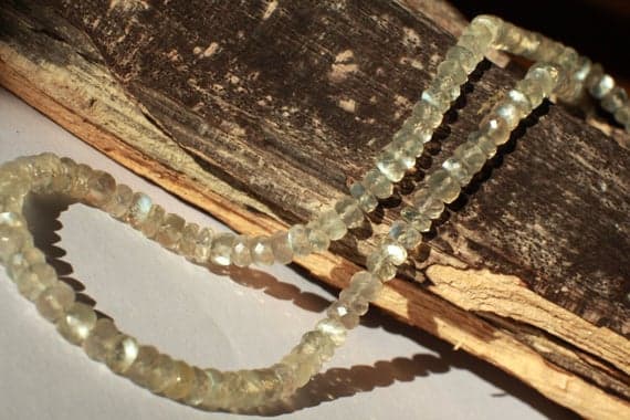 925 sterling Silver Personalized Gift 4-6mm stacking Gray Ceylone moonstone  Necklace Rondelle, Faceted 17" for mens, womens.