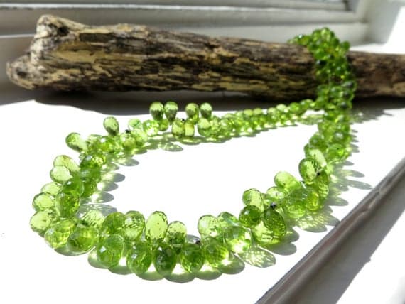 925 sterling Silver Anxiety Relief Calming 8x6-9x5mm stacking Green Green Peridot Necklace Drop, Faceted 16" for mens, womens.