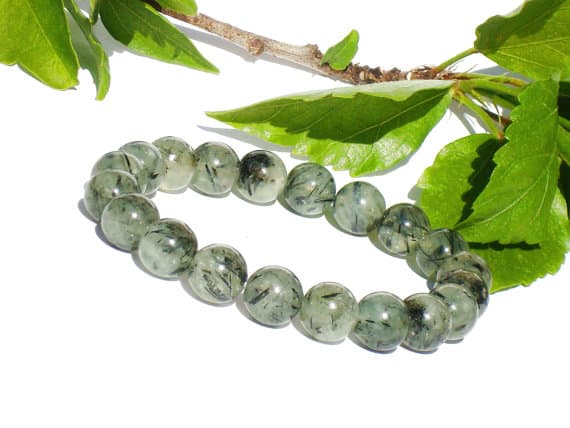 Grounding 10mm Green Green Prehnite Stretchable Bracelet Round, Smooth 18cm for mens, womens, gf, bf and adults.