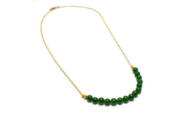 Jade Bar Necklace/ Green Jade Necklace/ Gold Jade Necklace/ Green Bar Necklace/ Jade Chain Necklace 6mm Code- WAR9061