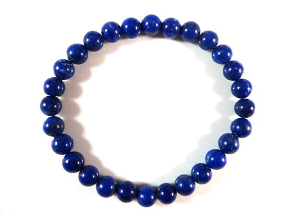 Dainty Slave Loose 6mm Stretchable Blue Lapis Lazuli  Bracelet Round, Smooth 7" for mens, womens, gf, bf & Adult.