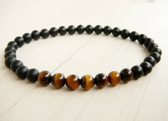 Mens Black Onyx Bracelet Men's Beaded Bracelet Tiger's Eye Beaded Mens Bracelet, Mens or womens stretch braceletlet, Natural stone bracelet 6mm  Code- WAR9148