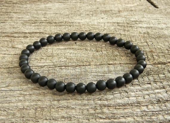 Black Onyx Bracelet for Womens or Mens black Bracelets Beaded Gemstone Stretch Bracelet Mala Bracelet Yoga Jewelry Black bead bracelet 6mm  Code- WAR9177