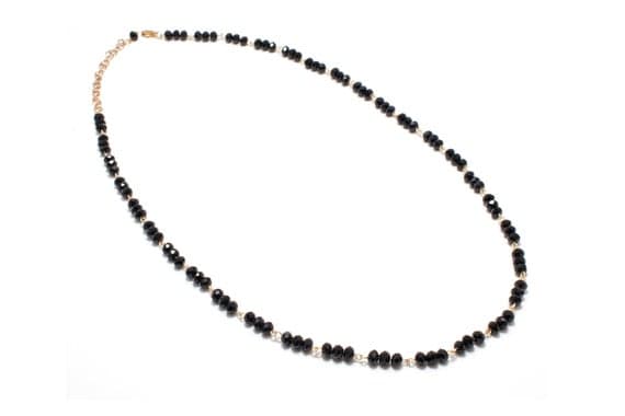 Black Swarovski Necklace/ Black Rosary Necklace/ Black Crystal Rosary/ Black Chain Necklace / Long Rosary necklace 5.5 mm Code- WAR9060