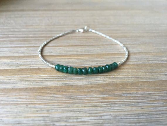 AAA++ Rare Quality Emerald and Fine Silver Plated Beads Bracelet, Beaded bracelet, Gemstone bracelet 3-3.5 mm Code- TJH02