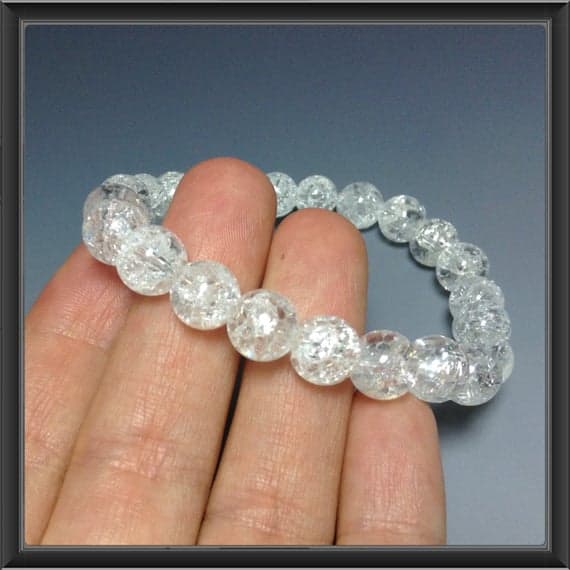 Blush Jewelry 4mm Stretchable White Crystal Quartz Bracelet Round, Smooth 7" for mens, womens, gf, bf & Adult.
