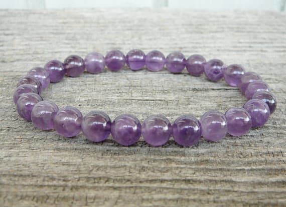 Amethyst Bracelet Gemstone Stretch Bracelet Womens Bracelet Genuine Amethyst Mala Purple Bracelet Amethyst Stone Jewelry simple bracelet 8mm  Code- WAR9156