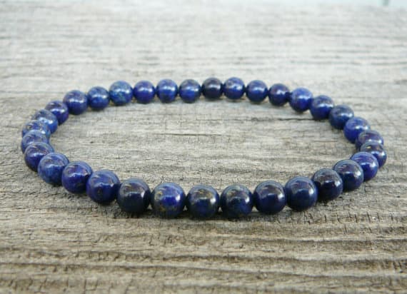 Lapis Lazuli Bracelet Womens or Mens Bracelet, Natural Gemstone Stretch Bracelet, Beaded Jewelry, Women bracelet, Dark Blue Mens Bracelets 6mm  Code- WAR9141