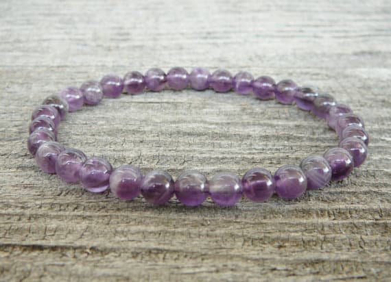 Amethyst Bracelet, Gemstone Stretch Bracelet, Womens Mens Bracelet, Genuine Amethyst Bracelet, Mala Purple Bracelet, Genuine Amethyrst Beads 6mm  Code- WAR9167