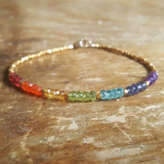 24k gold Natural 3.5-4mm Multi Colour Citrine Apatite Peridot Garnet Amethyst Iolite stacking Bracelet Rondelle, Faceted 18cm for mens, womens, gf, bf and adults.