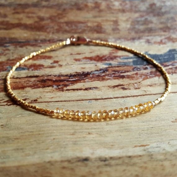 24k gold Wholesale 2mm Yellow Citrine stacking Bracelet Rondelle, Faceted 18cm for mens, womens, gf, bf and adults.
