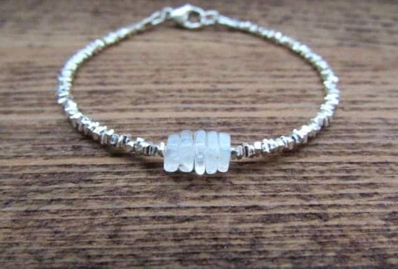 AAA++ Rare Quality Moonstone Bracelet, Hill Tribe Silver Plated Bracelet , June Birthstone Bracelet, Moonstone Gemstone Bracelet, Stack Bracelet, Bead Bracelet 4-4.5mm 7 inches Code- TJH461