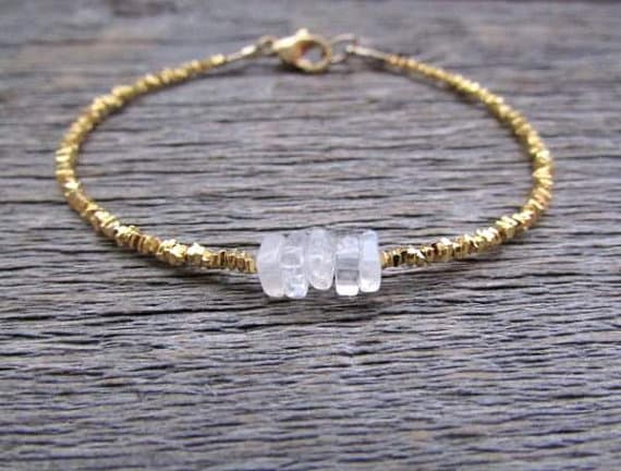 AAA++ Rare Quality Moonstone Bracelet, June Birthstone Bracelet, Hill Tribe Gold  Bracelet, Moonstone Gemstone Bracelet, Chakra Bracelet, Women Bead Bracelet 4-4.5mm 7 inches Code- TJH415