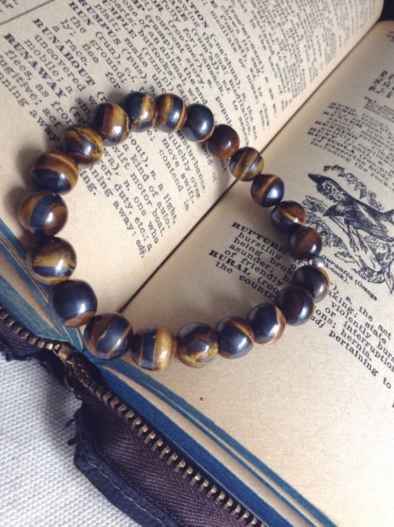 AAA++ Rare Quality Genuine Tigereye Bracelet/ Tigereye Mala Bracelet/ Energy Bracelet/ Gemstone Bracelet/ Yoga Bracelet 7mm 6.75" Strand. Code- TJH263