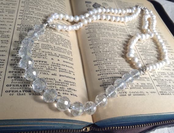 AAA++ Rare Quality Fresh Water Pearl Necklace/ Czech Crystal Necklace/ Bridal Jewlery/ Bridal Necklace/Pearl Necklace 20" Strand. Code- TJH266