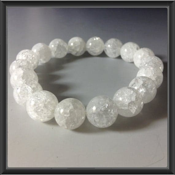 Bridesmaid Jewelry 6mm Stretchable White Crystal Quartz Bracelet Round, Smooth 7" for mens, womens, gf, bf & Adult.