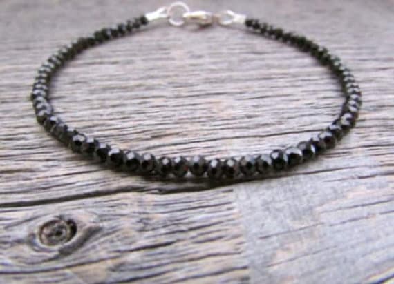 AAA++ Rare Quality Black Spinel Bracelet, Spinel Bead Bracelet, Stack Bracelet, Vegan Bracelet, Chakra Bracelets, Energy Bracelet, Black Bead Bracelet 2.5-3mm 7 inches Code- TJH441