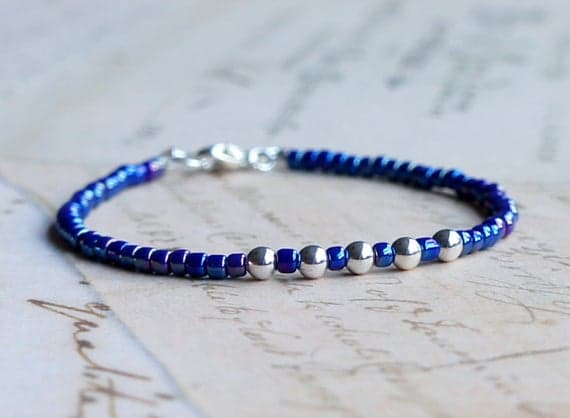 Cobalt Blue Seed Bead Bracelet, Stacking Bracelet, Beaded Bracelet, Minimalist Bracelet, Dainty Bracelet, Simple Bracelet, Delicate Bracelet 3-4mm Code- WAR9124