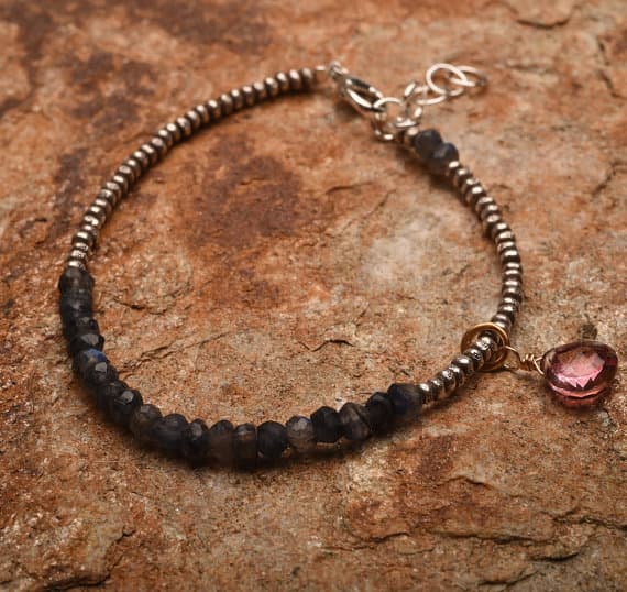 925 steling silver Super sale 3-4 mm Stracking grey Labradorite Bracelet Rondelle, Faceted 7" for mens, womens, GF, BF, Adults.