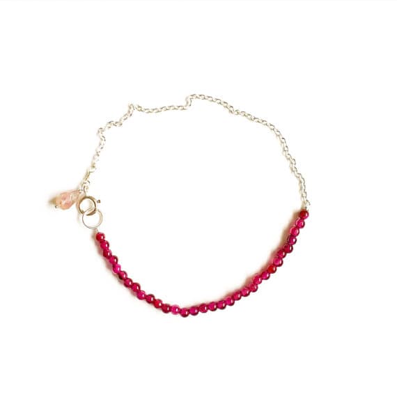 AAA++ Rare Quality Tiny Garnet and Silver PlatedFriendship Bracelet //gifts for bridesmaids //gifts for her //Garnet jewellery //gemstone bracelet //stocking filler 2.5mm  Code- TJH276