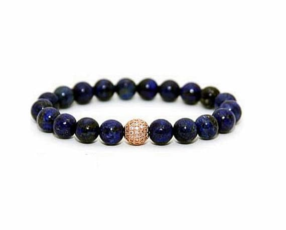 Grounding 10mm Blue Lapis Lazuli Stretchable Bracelet Round, Smooth 18cm for mens, womens, gf, bf and adults.