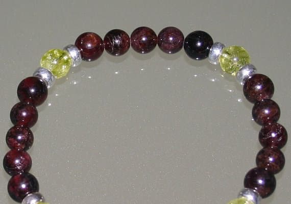 GARNET And PERIDOT BRACELET...For Men 6-8mm Code- WAR6023