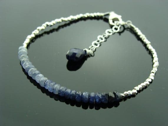 Shaded Blue Sapphire Sterling Silver Bracelet 2 mm Code- WAR6579