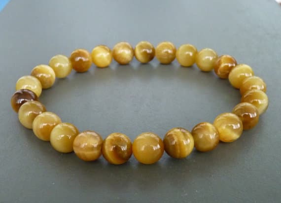 Yellow Tiger Eye Bracelet, Mens or Womens stretch Bracelet, Natural Stone Bracelet, Gemstone Bracelet, gift for him, gift for her, Honey 8mm  Code- WAR9140
